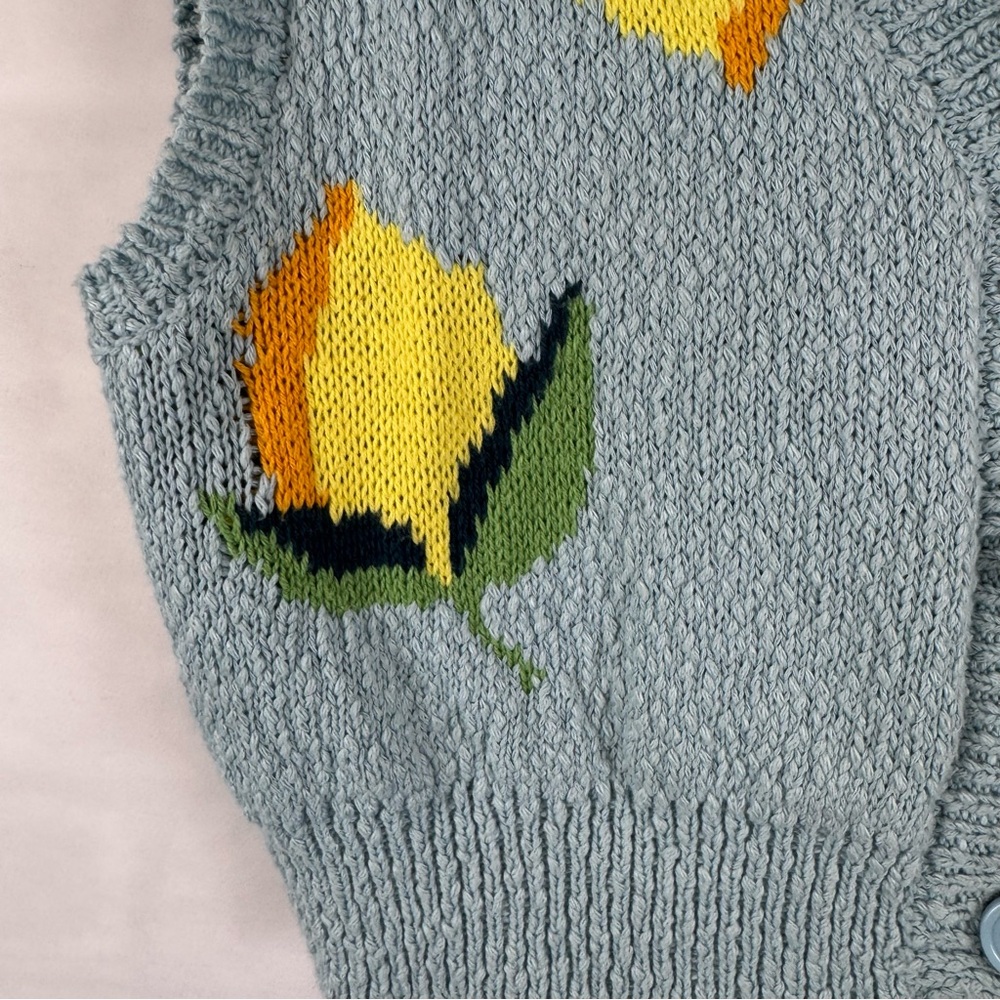 Maeve Anthropologie Lemon Knit Sweater‎ Vest Blue Yellow Sleeveless Size Small - Picture 4 of 11